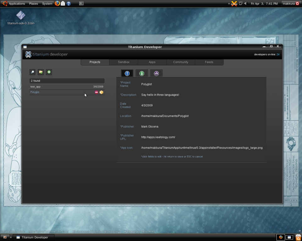 Rich CrossPlatform Desktop Applications Using OpenSource Titanium