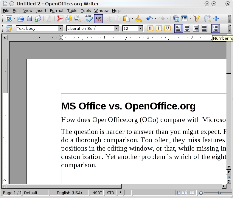 Ms Office Comparison Chart