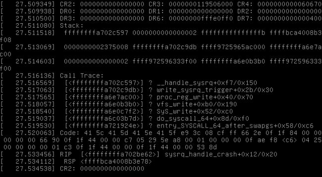 registro de falhas do kernel
