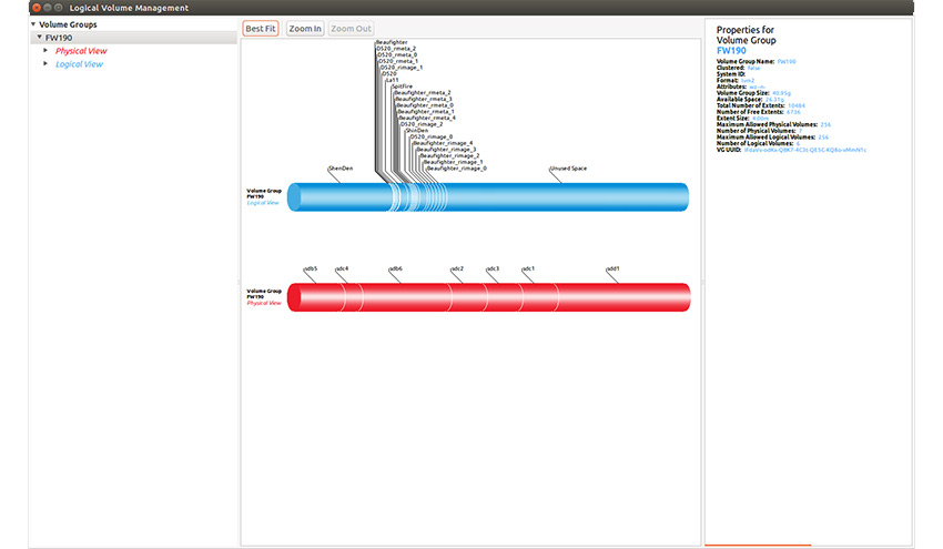 The main panel of system-config-lvm