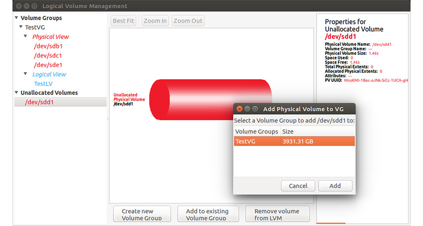 The version which shows non-lvm disks
